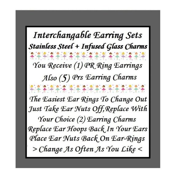 5/$20 Ballet Dance Team Sports Interchangeable Charm Earrings-5 Pairs in Set - Picture 6 of 6